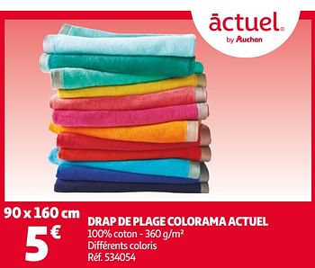 Promotions Drap de plage colorama actuel - Produit Maison - Auchan Ronq - Valide de 12/05/2021 à 23/05/2021 chez Auchan Ronq