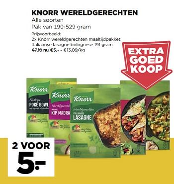 Promoties Knorr wereldgerechten maaltijdpakket italiaanse lasagne bolognese - Knorr - Geldig van 12/05/2021 tot 18/05/2021 bij Jumbo