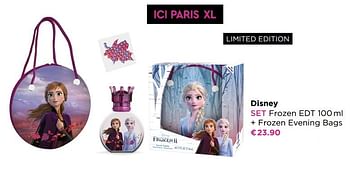 Promoties Disney set frozen edt + frozen evening bags - Disney - Geldig van 10/05/2021 tot 30/05/2021 bij ICI PARIS XL