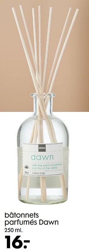 Promotions Bâtonnets parfumés dawn - Produit maison - Hema - Valide de 12/05/2021 à 25/05/2021 chez Hema