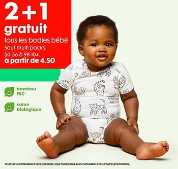 Promotions Bodies bébé - Produit maison - Hema - Valide de 12/05/2021 à 25/05/2021 chez Hema