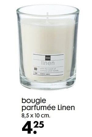 Promotions Bougie parfumée linen - Produit maison - Hema - Valide de 12/05/2021 à 25/05/2021 chez Hema