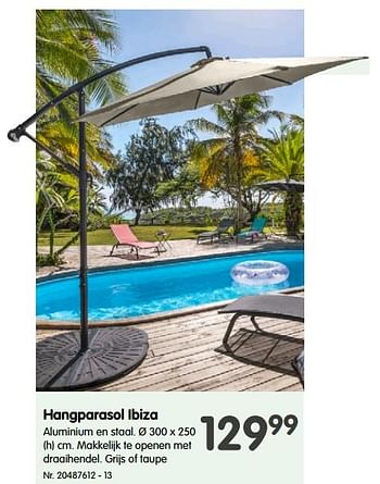 Promotions Hangparasol ibiza - Produit maison - Fun - Valide de 12/05/2021 à 25/05/2021 chez Fun