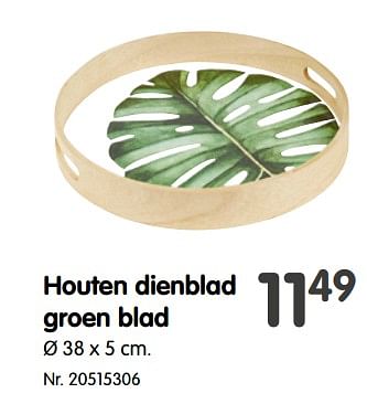 Promoties Houten dienblad groen blad - Huismerk - Fun - Geldig van 12/05/2021 tot 25/05/2021 bij Fun