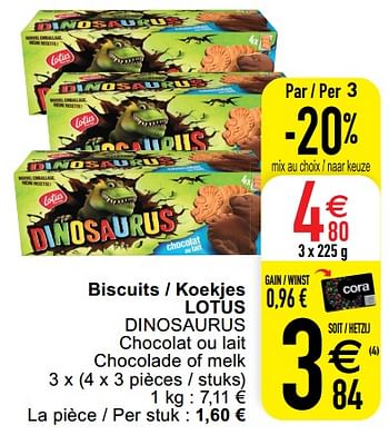 Promoties Biscuits - koekjes lotus dinosaurus - Lotus Bakeries - Geldig van 18/05/2021 tot 22/05/2021 bij Cora