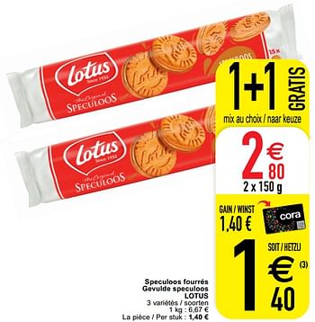 Promoties Speculoos fourrés gevulde speculoos lotus - Lotus Bakeries - Geldig van 18/05/2021 tot 22/05/2021 bij Cora