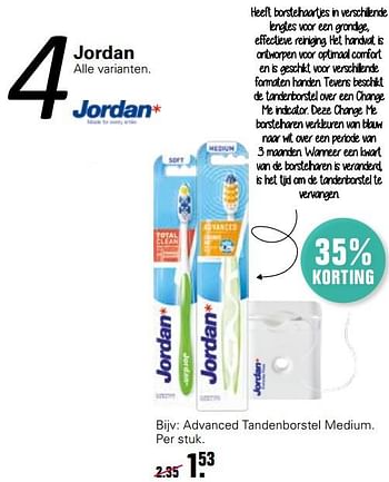 Promoties Jordan advanced tandenborstel medium - Jordan - Geldig van 15/05/2021 tot 29/05/2021 bij De Online Drogist
