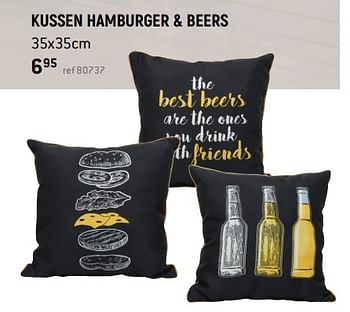 Promoties Kussen hamburger + beers - Huismerk - Free Time - Geldig van 01/05/2021 tot 31/05/2021 bij Freetime