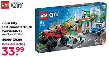 Promoties Lego city politiemonstertruck overval 60245 - Lego - Geldig van 08/05/2021 tot 30/05/2021 bij Intertoys