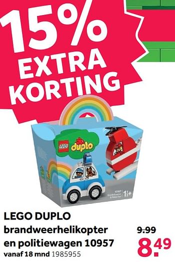Promoties Lego duplo brandweerhelikopter en politiewagen 10957 - Lego - Geldig van 08/05/2021 tot 30/05/2021 bij Intertoys