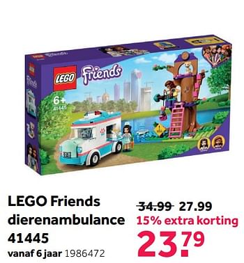 Promoties Lego friends dierenambulance 41445 - Lego - Geldig van 08/05/2021 tot 30/05/2021 bij Intertoys