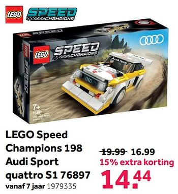 Promoties Lego speed champions 198 audi sport quattro s1 76897 - Lego - Geldig van 08/05/2021 tot 30/05/2021 bij Intertoys