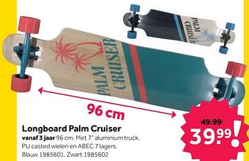 Promoties Longboard palm cruiser blauw - Huismerk - Intertoys - Geldig van 08/05/2021 tot 30/05/2021 bij Intertoys