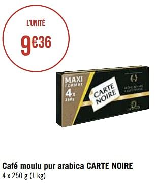 Promotions Café moulu pur arabica carte noire - CarteNoire - Valide de 17/05/2021 à 30/05/2021 chez Super Casino
