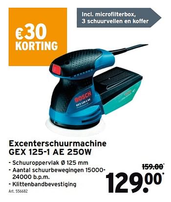 Promoties Bosch excenterschuurmachine gex 125-1 ae - Bosch - Geldig van 26/05/2021 tot 29/06/2021 bij Gamma