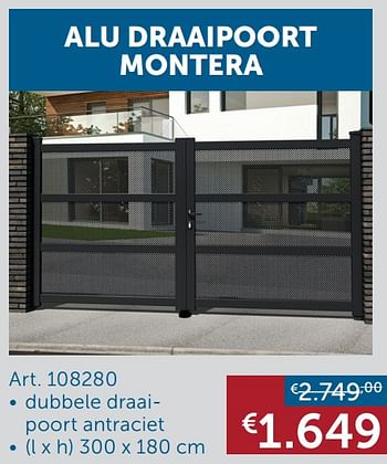 Promoties Alu draaipoort montera - Huismerk - Zelfbouwmarkt - Geldig van 25/05/2021 tot 21/06/2021 bij Zelfbouwmarkt