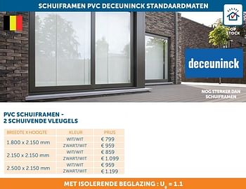 Promoties Schuiframen pvc deceuninck standaardmaten - Deceuninck - Geldig van 25/05/2021 tot 21/06/2021 bij Zelfbouwmarkt