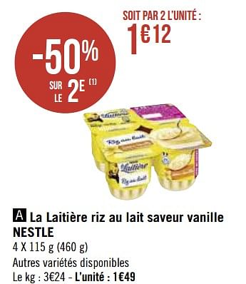 Promotions La laitière riz au lait saveur vanille nestle - Nestlé - Valide de 17/05/2021 à 30/05/2021 chez Super Casino