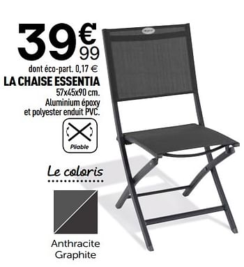 Promotions La chaise essentia - Produit Maison - Centrakor - Valide de 10/05/2021 à 31/05/2021 chez Centrakor