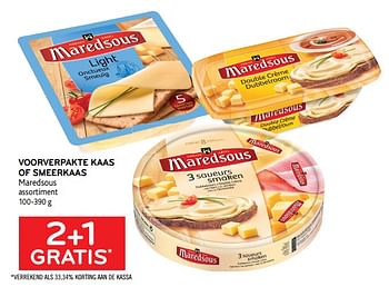 Promoties Voorverpakte kaas of smeerkaas maredsous 2+1 gratis - Maredsous - Geldig van 19/05/2021 tot 01/06/2021 bij Alvo