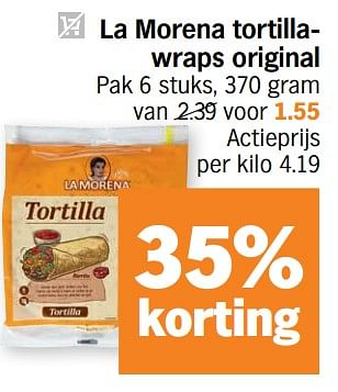 Promoties La morena tortillawraps original - La Morena - Geldig van 17/05/2021 tot 24/05/2021 bij Albert Heijn