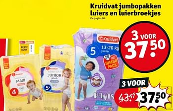 Promoties Kruidvat jumbopakken luiers en luierbroekjes - Huismerk - Kruidvat - Geldig van 18/05/2021 tot 30/05/2021 bij Kruidvat