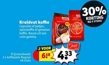 Promoties Koffiepads regular - Huismerk - Kruidvat - Geldig van 18/05/2021 tot 30/05/2021 bij Kruidvat