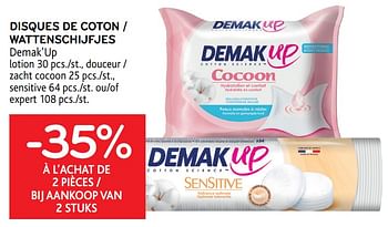 Promotions Disques de coton demak`up -35% à l`achat de 2 pièces - Demak'Up - Valide de 19/05/2021 à 01/06/2021 chez Alvo