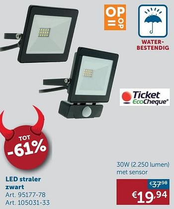 Promoties Led straler zwart 30w met sensor - Huismerk - Zelfbouwmarkt - Geldig van 25/05/2021 tot 21/06/2021 bij Zelfbouwmarkt