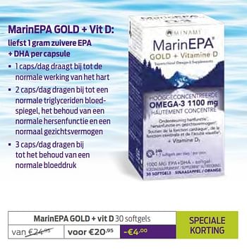 Promoties Marinepa gold + vit d - Minami Nutrition - Geldig van 01/06/2021 tot 01/07/2021 bij Mannavita