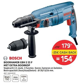 Promoties Bosch boorhamer gbh 2 25 f met extra boorkop - Bosch - Geldig van 26/05/2021 tot 14/06/2021 bij Brico