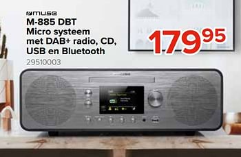 Promoties Muse m-885 dbt micro systeem met dab+ radio, cd, usb en bluetooth - Muse - Geldig van 27/05/2021 tot 20/06/2021 bij Euro Shop