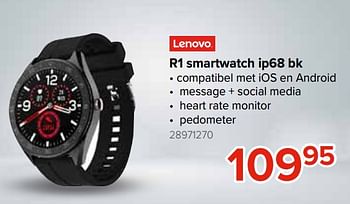 Promoties Lenovo r1 smartwatch ip68 bk - Lenovo - Geldig van 27/05/2021 tot 20/06/2021 bij Euro Shop