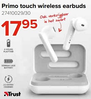 Promoties Primo touch wireless earbuds - Trust - Geldig van 27/05/2021 tot 20/06/2021 bij Euro Shop