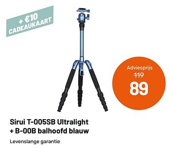 Promoties Sirui t-005sb ultralight + b-00b balhoofd blauw - Sirui - Geldig van 12/05/2021 tot 08/06/2021 bij Kamera Express