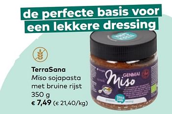 Promotions Terrasana miso sojapasta met bruine rijst - Terrasana - Valide de 19/05/2021 à 15/06/2021 chez Bioplanet