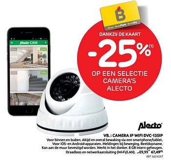 Promoties Alecto camera ip wifi dvc-135ip - Alecto - Geldig van 26/05/2021 tot 14/06/2021 bij Brico