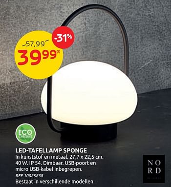 Promoties Led-tafellamp sponge - nordlux - Geldig van 26/05/2021 tot 14/06/2021 bij Brico
