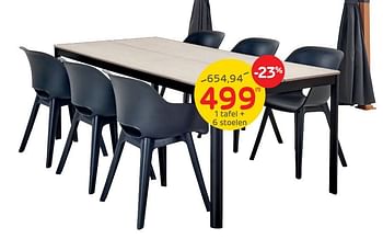 Promoties 1 tafel + 6 stoelen - Huismerk - Brico - Geldig van 26/05/2021 tot 14/06/2021 bij Brico