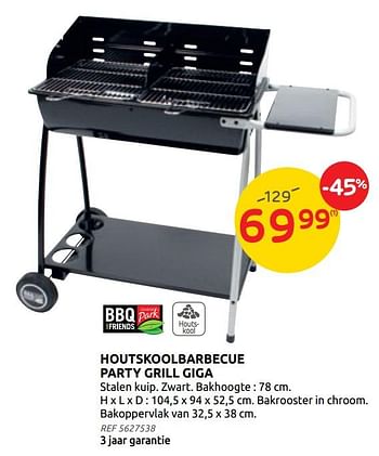 Promoties Houtskoolbarbecue party grill giga - BBQ & Friends  - Geldig van 26/05/2021 tot 14/06/2021 bij Brico