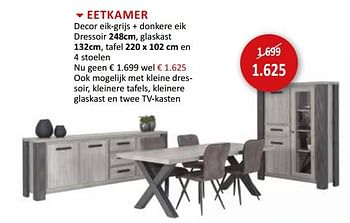 Promoties Eetkamer decor eik-grijs + donkere eik - Huismerk - Weba - Geldig van 26/05/2021 tot 24/06/2021 bij Weba