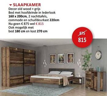 Promoties Slaapkamer decor old wood + grijs - Huismerk - Weba - Geldig van 26/05/2021 tot 24/06/2021 bij Weba