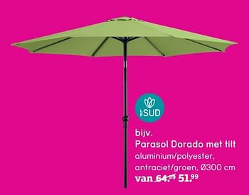 zo veel snap West Le Sud Parasol dorado met tilt - Promotie bij Leen Bakker