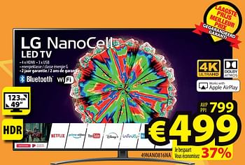 Promoties Lg nanocell led tv 49nano816na - LG - Geldig van 26/05/2021 tot 02/06/2021 bij ElectroStock