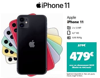 Promotions Apple iphone 11 - Apple - Valide de 26/05/2021 à 27/06/2021 chez Base