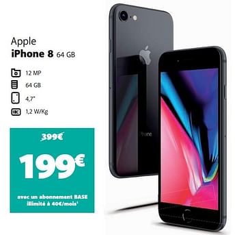 Promotions Apple iphone 8 64 gb - Apple - Valide de 26/05/2021 à 27/06/2021 chez Base
