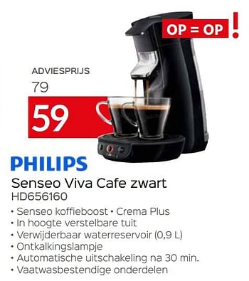 Promoties Philips senseo viva cafe zwart hd656160 - Philips - Geldig van 01/06/2021 tot 30/06/2021 bij Selexion