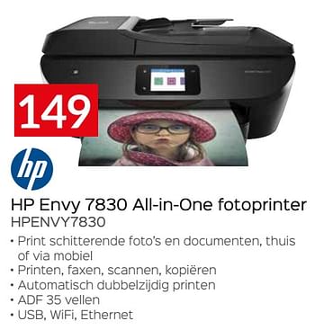 Promoties Hp envy 7830 all-in-one fotoprinter hpenvy7830 - HP - Geldig van 01/06/2021 tot 30/06/2021 bij Selexion