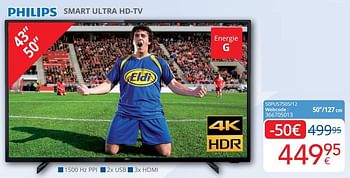 Promotions Philips smart ultra hd-tv 50``-127 cm 50pus7505-12 - Philips - Valide de 01/06/2021 à 30/06/2021 chez Eldi