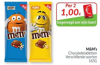 Promoties M+m`s chocoladetabletten - M&M 's - Geldig van 01/06/2021 tot 30/06/2021 bij Intermarche